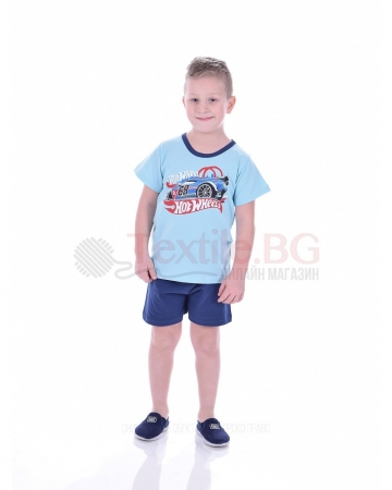 Детска пижама момче къс ръкав със ситопечат в две пъстри комбинации