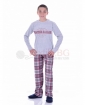 Юношеска пижама за момче със ситопечат и каре панталон в три цветови комбинации