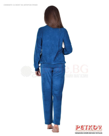 Дамски домашен комплект от плюш с декорация звезда - опал