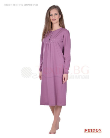 Дамска нощница пениран интерлог със сатенени ленти - пепел от рози