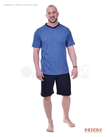 Мъжка лятна пижама с абстрактен десен фигури