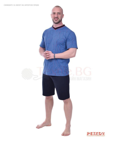 Мъжка лятна пижама с абстрактен десен фигури