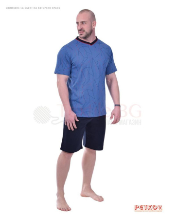 Мъжка лятна пижама с абстрактен десен фигури