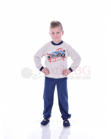 Детска памучна пижама момче със ситопечат в три цветови комбинации