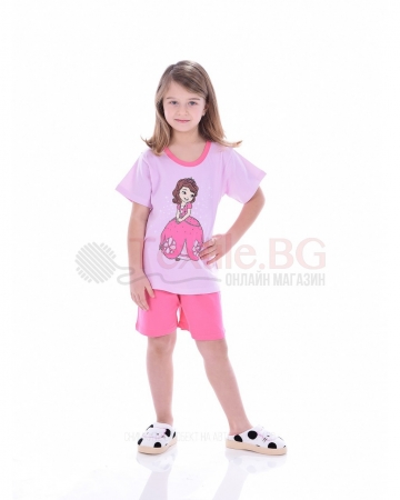 Детска пижама момиче къс ръкав със ситопечат в три свежи комбинации