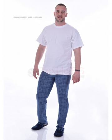 Мъжки дълъг панталон на пижама в два десена на каре