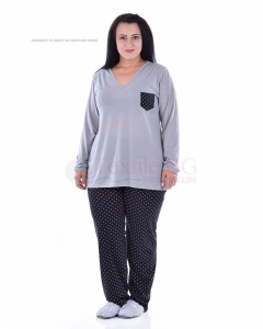 Дамска макси пижама в стилна комбинация в светло сиво