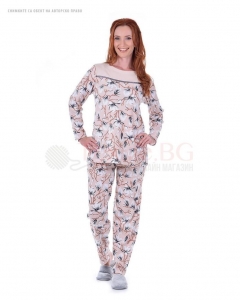 Елегантна плътна дамска пижама лукс с изящни цветчета