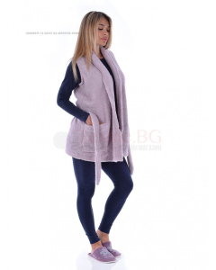 Дамски домашен елек от велсофт с джобове