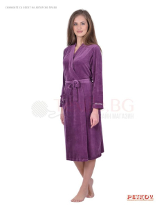 Комфортен дамски халат плюш с голям джоб - пепел от рози