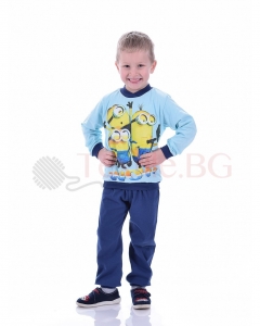 Детска памучна пижама момче със ситопечат в два цвята