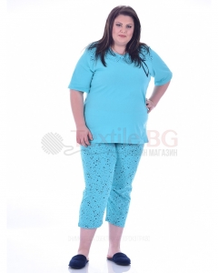 Памучна макси пижама къс ръкав малки звездички в три цвята