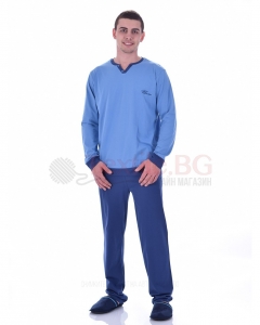 Стилна мъжка пижама с маншети в три цветови комбинации
