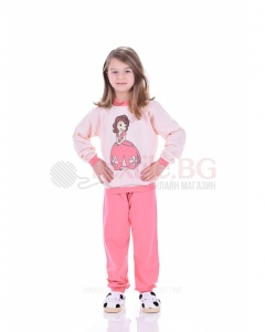 Детска памучна пижама момиче със ситопечат в три цветови комбинации