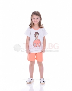 Детска пижама момиче къс ръкав със ситопечат в три свежи комбинации