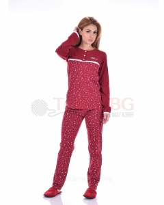 Дамска пижама дълъг ръкав в две ефектни комбинации със звезди