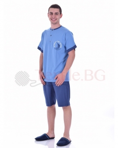 Удобна мъжка пижама къс ръкав с копчета в три цветови варианта