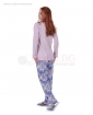Дамска памучна пижама дълъг ръкав с копчета в бонбонени цветове