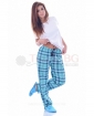 Памучен дамски панталон в четири цвята каре със сатенена панделка