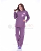 Плътна дамска пижама от хавлия с апликация цветчета